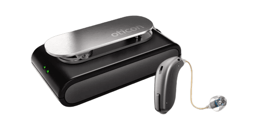 Picture of Oticon hearing aid accessories; from left to right ConnectClip, Remote control and TV Adapter